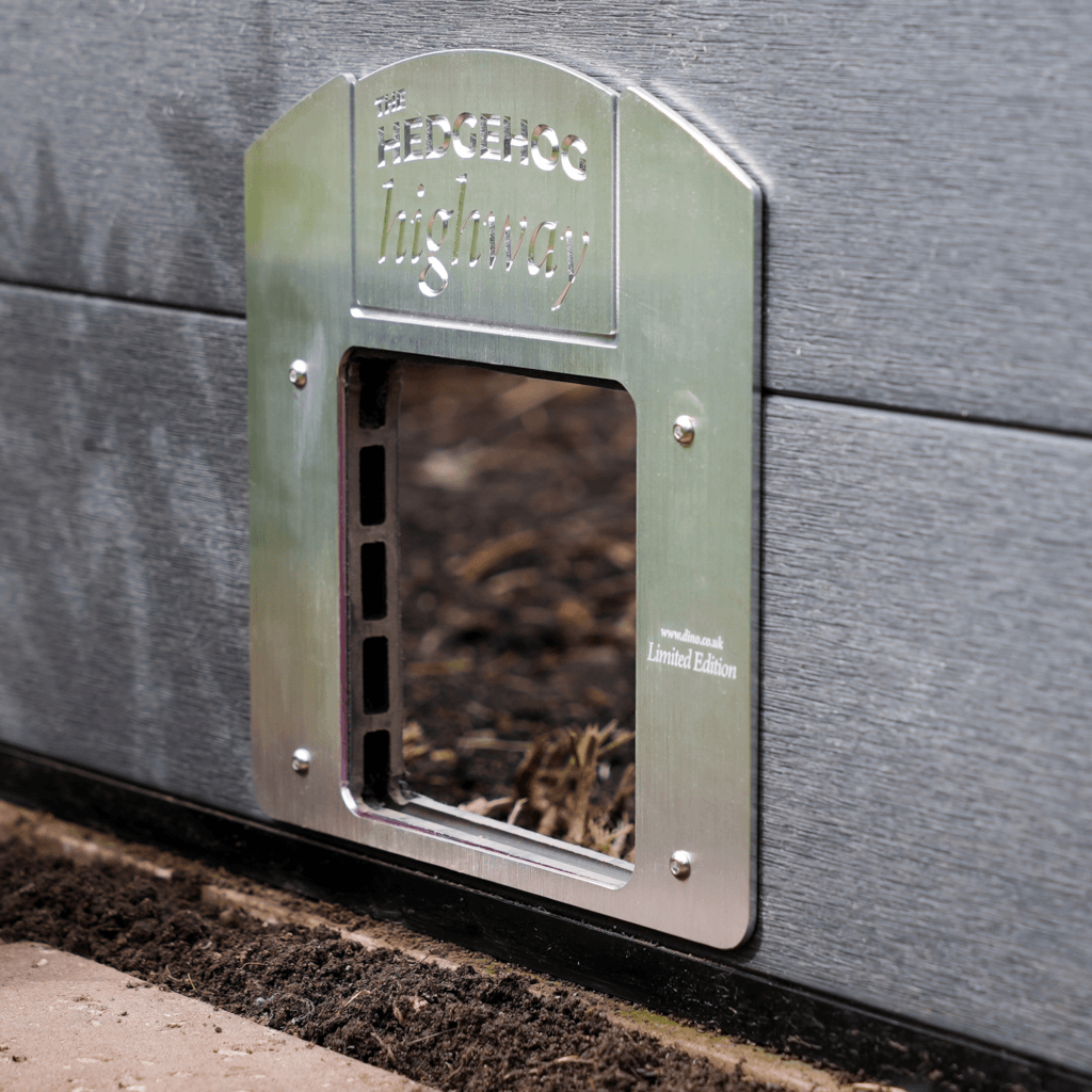 hedgehog highway installed to composite fencing